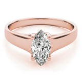 Rose gold Marquise Diamond Solitaire Ring with Tapered Band and Prong Setting 1