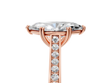 Rose gold Marquise Diamond Solitaire with Pave Band and Six-Prong Setting_37