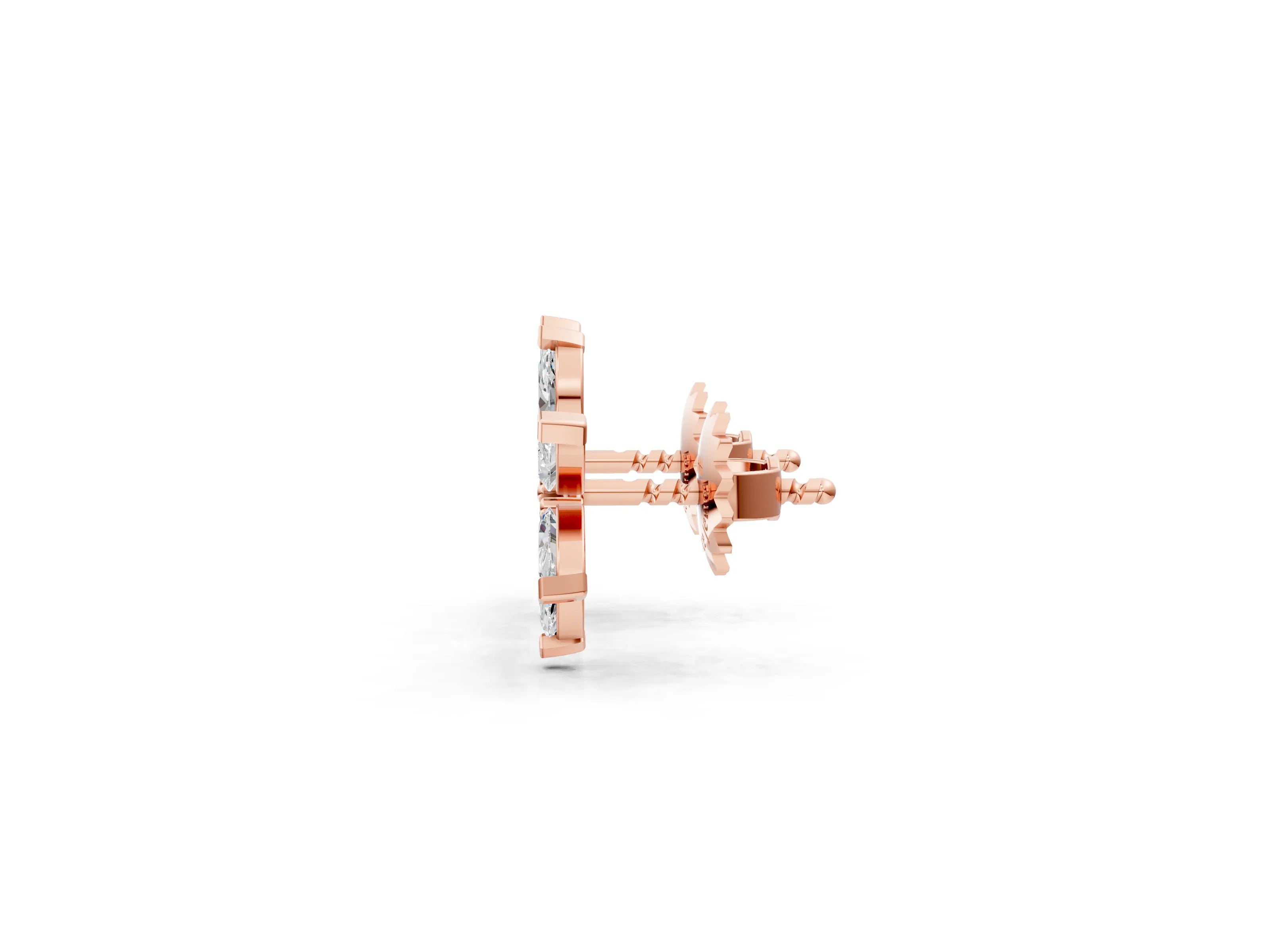 Rose gold Marquise Diamond Sunflower Stud Earrings_13