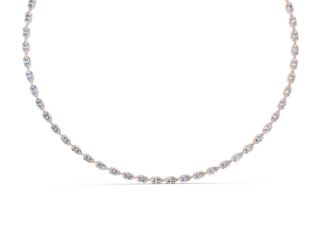 Rose gold Marquise Diamond Tennis Necklace_4