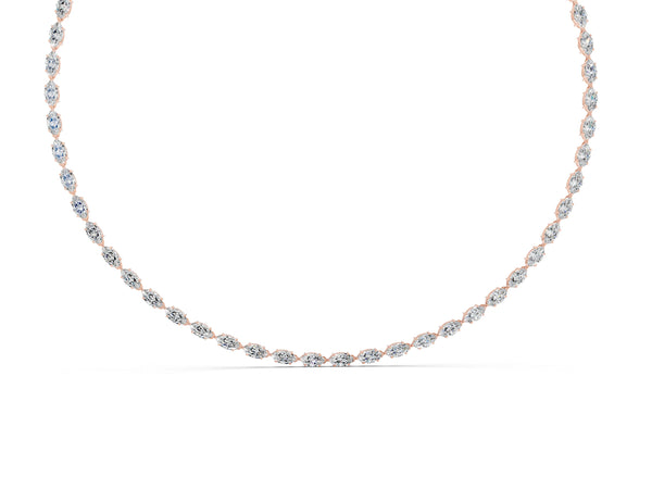 Rose gold Marquise Diamond Tennis Necklace