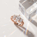 Rose gold Marquise Diamond Three-Stone Ring with Prong Setting and Textured Band_21