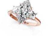 Rose gold Marquise Diamond Three-Stone Ring with Trapezoid Side Stones and Prong Setting_24