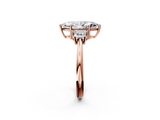 Rose gold Marquise Diamond Three-Stone Ring with Trapezoid Side Stones and Prong Setting_25