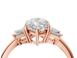 Rose gold Marquise Diamond Three-Stone Ring with Trapezoid Side Stones and Prong Setting_27