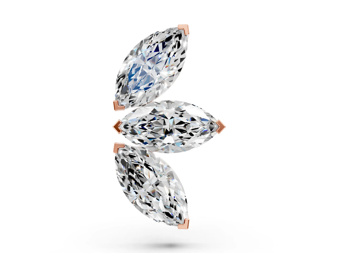 Rose gold Marquise Diamond Trio Flatback Earring
