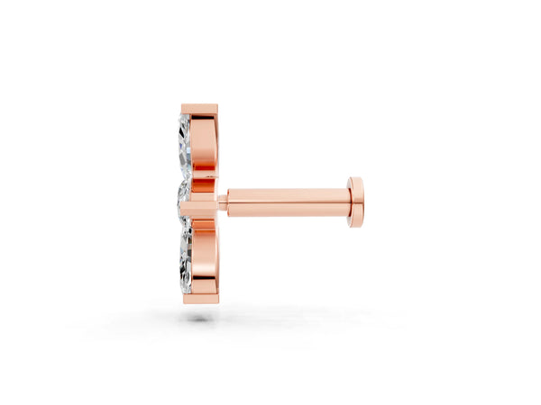 Rose gold Marquise Diamond Trio Flatback Earring