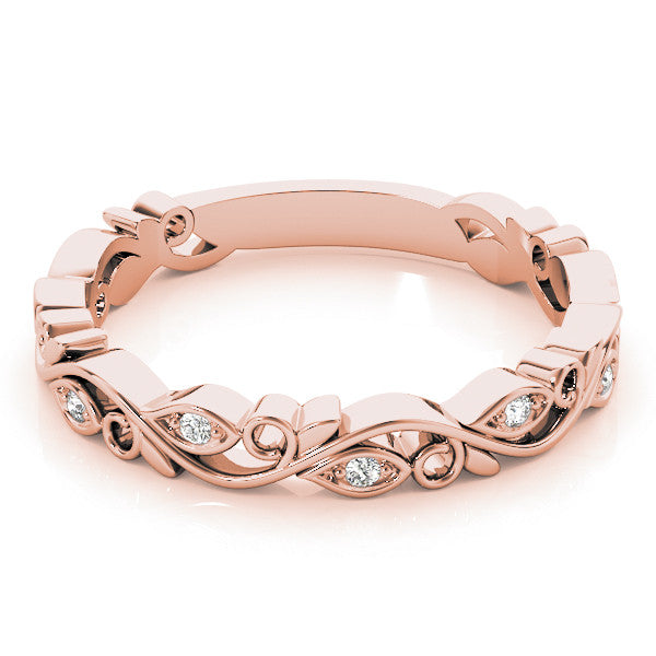 Rose gold Marquise Diamond Vine Eternity Band with Bezel Setting 1