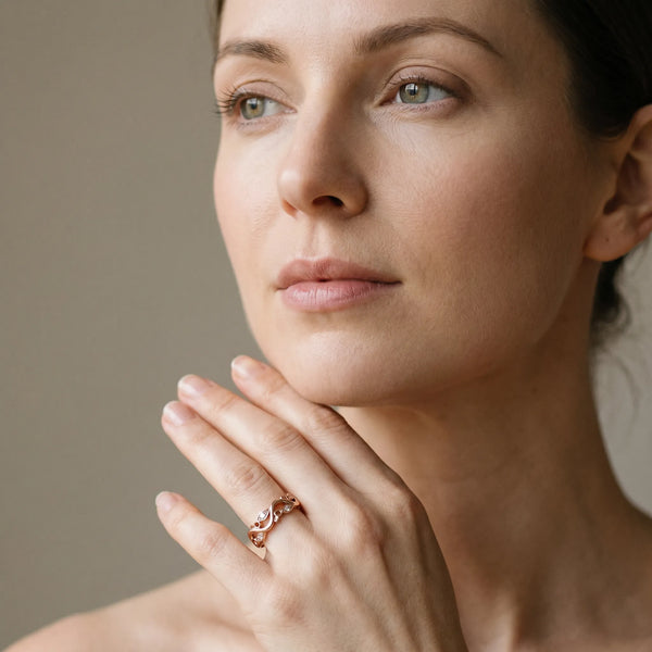 Rose gold Marquise Diamond Vine Eternity Band with Bezel Setting