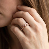 Rose gold Marquise Diamond Vine Eternity Band with Bezel Setting_25