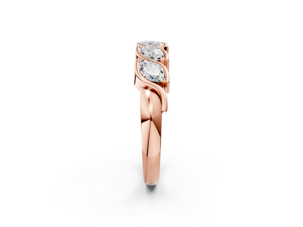 Rose gold Marquise Diamond Wave Band with Channel Setting