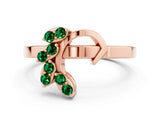 Rose gold Marquise Emerald Cluster Bypass Ring with Prong Setting_6
