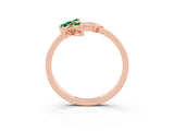 Rose gold Marquise Emerald Cluster Bypass Ring with Prong Setting_9