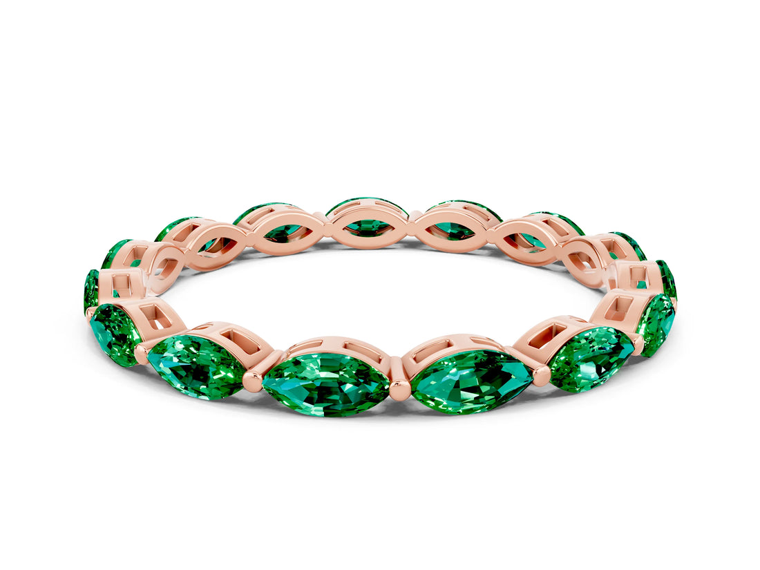 Rose gold Marquise Emerald Eternity Band with U-Prong Setting_12