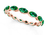 Rose gold Marquise Emerald Eternity Band with U-Prong Setting_13