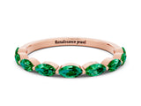 Rose gold Marquise Emerald Half Eternity Band with Prong Setting_27