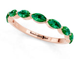 Rose gold Marquise Emerald Half Eternity Band with Prong Setting_28
