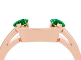 Rose gold Marquise Emerald Open Band Ring with Tension Setting_10