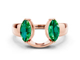 Rose gold Marquise Emerald Open Band Ring with Tension Setting_6