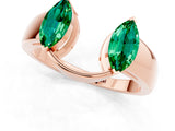 Rose gold Marquise Emerald Open Band Ring with Tension Setting_7
