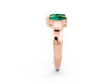 Rose gold Marquise Emerald Open Band Ring with Tension Setting_8