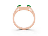 Rose gold Marquise Emerald Open Band Ring with Tension Setting_9