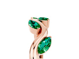 Rose gold Marquise Emerald Twisted Band with Prong Setting_11