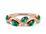 Rose gold Marquise Emerald Twisted Band with Prong Setting_6