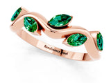 Rose gold Marquise Emerald Twisted Band with Prong Setting_7