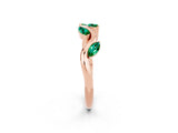 Rose gold Marquise Emerald Twisted Band with Prong Setting_8