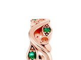 Rose gold Marquise Emerald Vine Eternity Band with Bezel Setting_11