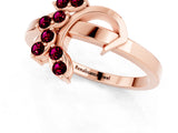 Rose gold Marquise Garnet Cluster Bypass Ring with Prong Setting_7