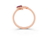 Rose gold Marquise Garnet Cluster Bypass Ring with Prong Setting_9
