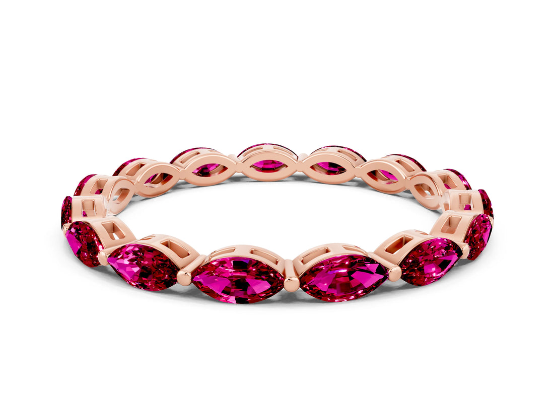 Rose gold Marquise Garnet Eternity Band with U-Prong Setting_12