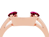 Rose gold Marquise Garnet Open Band Ring with Tension Setting_10