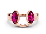 Rose gold Marquise Garnet Open Band Ring with Tension Setting_6