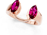 Rose gold Marquise Garnet Open Band Ring with Tension Setting_7
