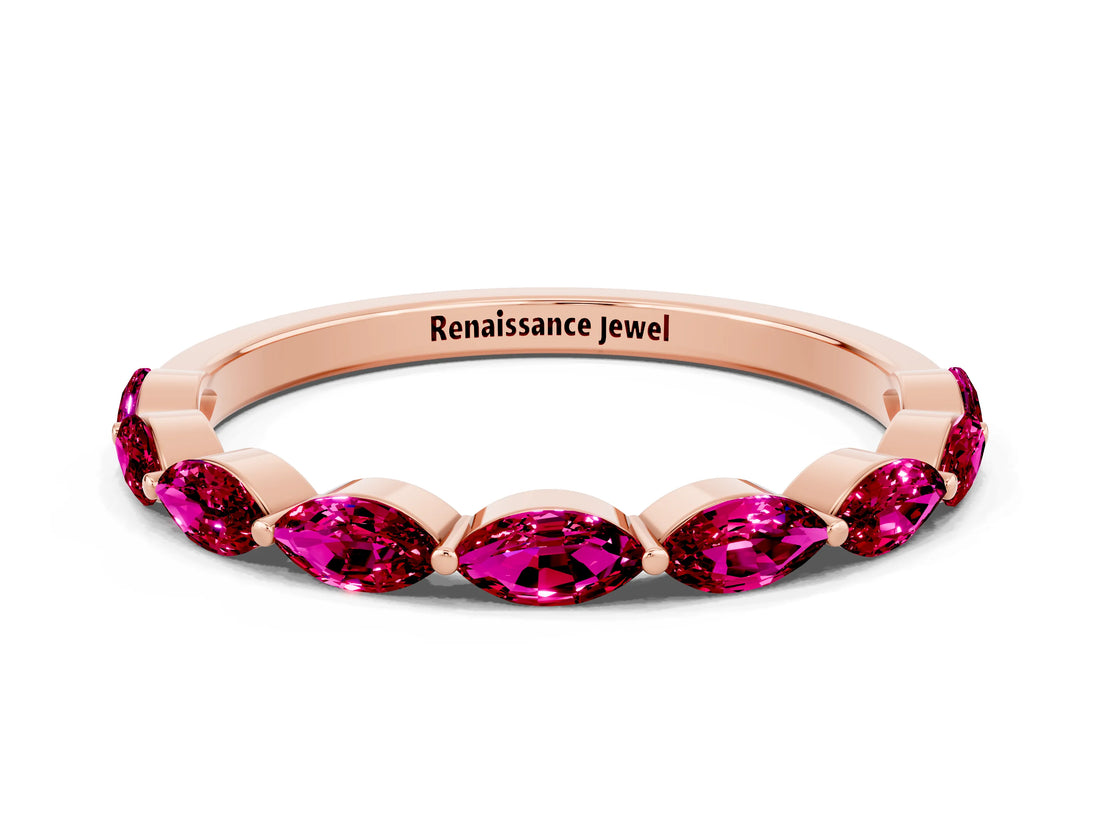 Rose gold Marquise Garnet Prong Set Half-Eternity Band_6