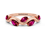 Rose gold Marquise Garnet Twisted Band with Prong Setting_6