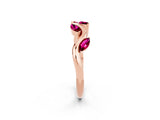 Rose gold Marquise Garnet Twisted Band with Prong Setting_8