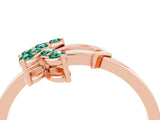 Rose gold Marquise Green Sapphire Cluster Bypass Ring with Prong Setting_10