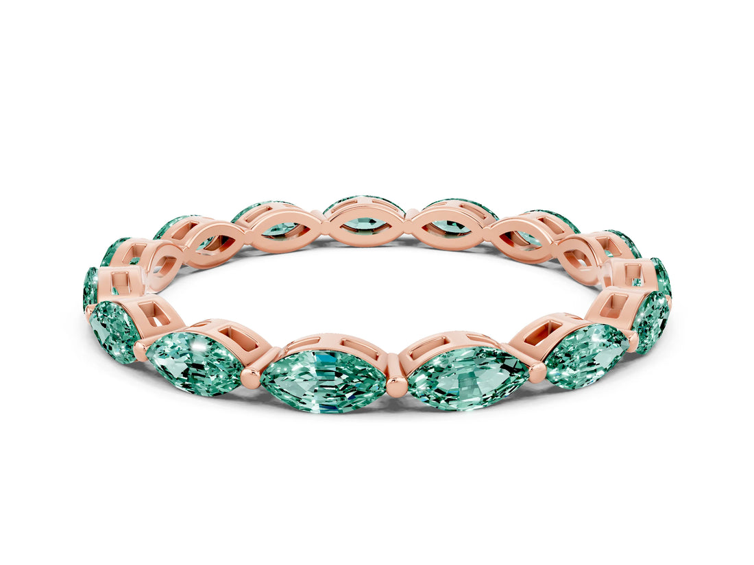 Rose gold Marquise Green Sapphire Eternity Band with U-Prong Setting_12