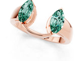 Rose gold Marquise Green Sapphire Open Band Ring with Tension Setting_19