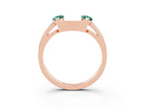 Rose gold Marquise Green Sapphire Open Band Ring with Tension Setting_21