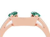 Rose gold Marquise Green Sapphire Open Band Ring with Tension Setting_22