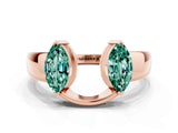 Rose gold Marquise Green Sapphire Open Band Ring with Tension Setting_30