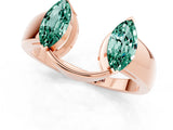 Rose gold Marquise Green Sapphire Open Band Ring with Tension Setting_31