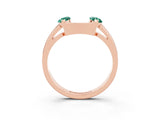 Rose gold Marquise Green Sapphire Open Band Ring with Tension Setting_33