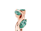 Rose gold Marquise Green Sapphire Twisted Band with Prong Setting_11