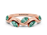 Rose gold Marquise Green Sapphire Twisted Band with Prong Setting_6